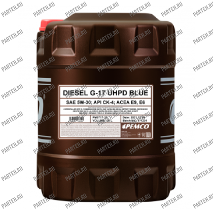 PM0717-20 Масло моторное DIESEL G-17 PEMCO SAE 5W-30; UHPD BLUE (20 литров) PEMCO
