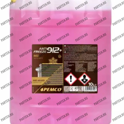 PM0912-10 Антифриз PEMCO 912+ (-40) красный (10 литр) PEMCO